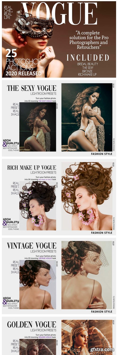 25 Vogue Photoshop Actions, ACR Presets 8615608