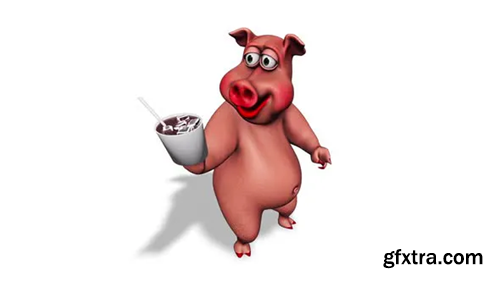 Videohive Fun 3D Pig Show Fastfood Looped on White 30503835
