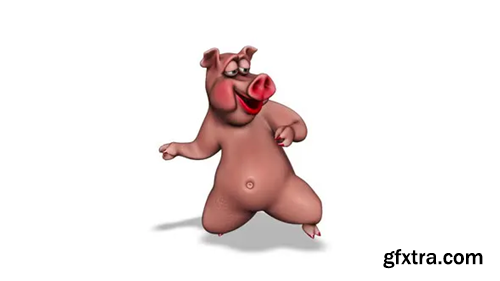 Videohive Cartoon 3D Pig Dance Looped on White 30503875