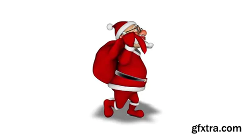 Videohive Cartoon 3D Santa Walk Looped on White 30503883