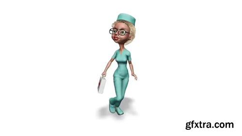 Videohive Cartoon 3D Nurse Run 3D Looped on White 30503918