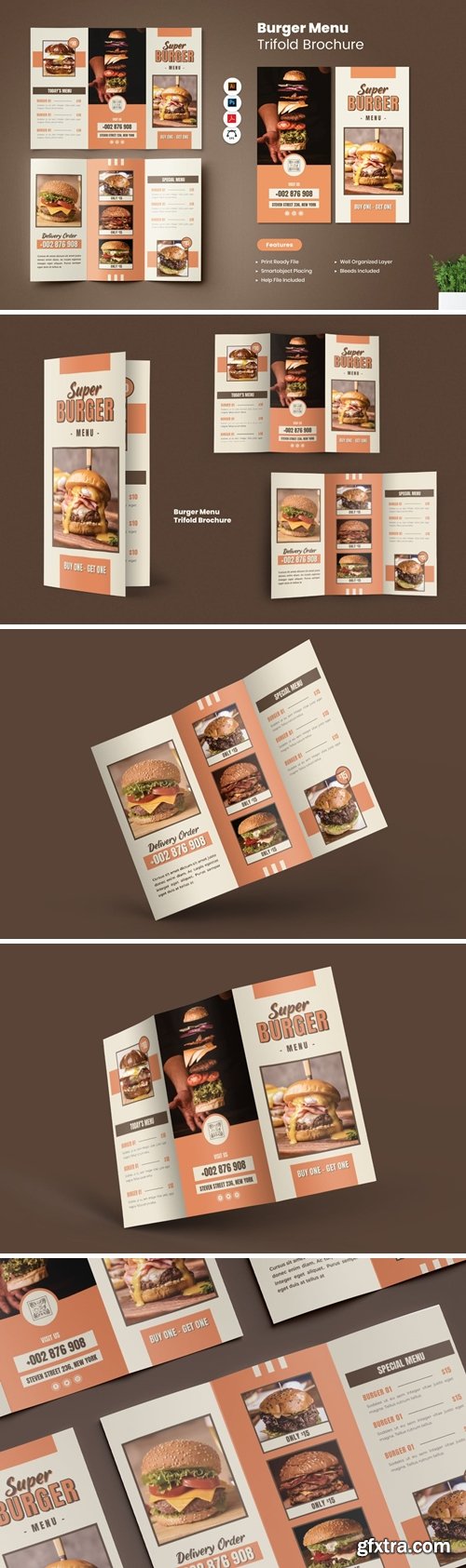Burger Menu Trifold Brochure