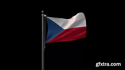 Videohive Czech Republic Flag On Flagpole With Alpha Channel 30507556