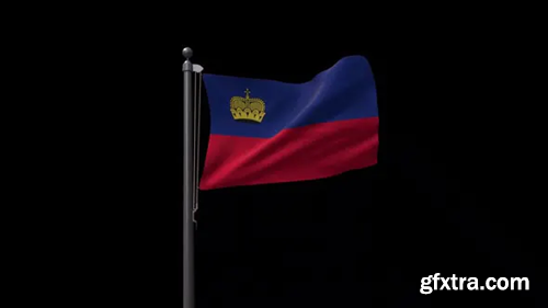 Videohive Liechtenstein Flag On Flagpole With Alpha Channel 30507557