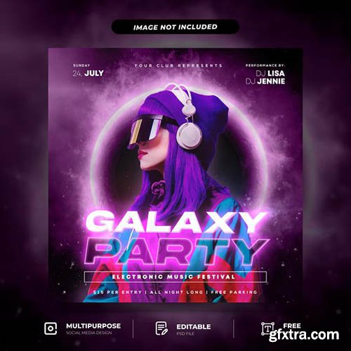 Galaxy style night club party social media post