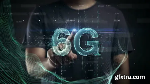 Videohive Man Touch Screen Revealing 6G 3D Next Generation of Internet 30545373