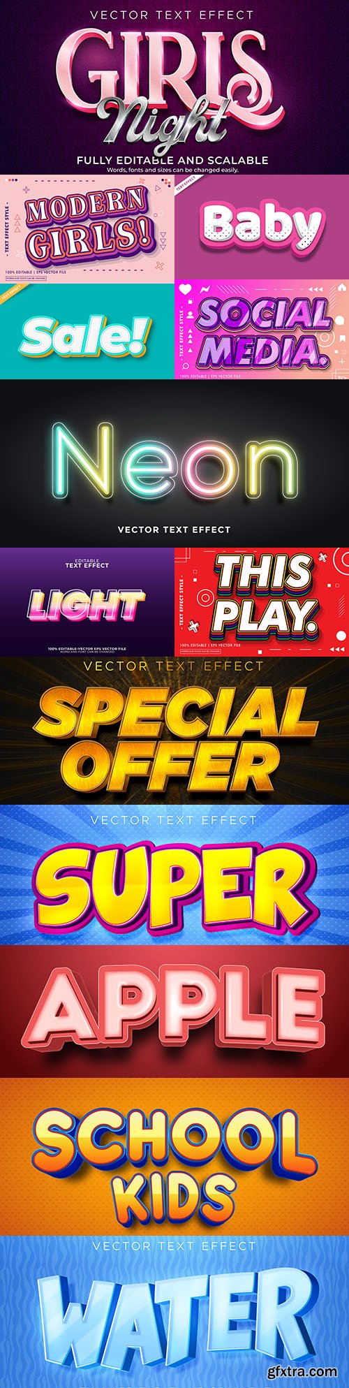 Editable font and 3d effect text design collection illustration 21