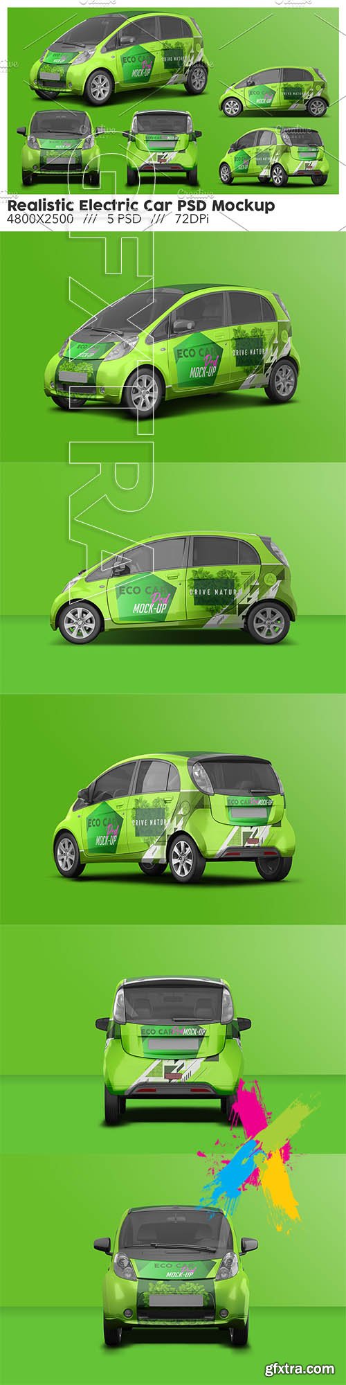 CreativeMarket - Realistic Electric Car PSD Mockup 5742767