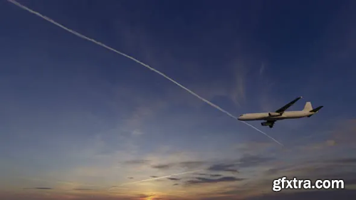 Videohive 4K Plane Takes Off At Sunset 25330562