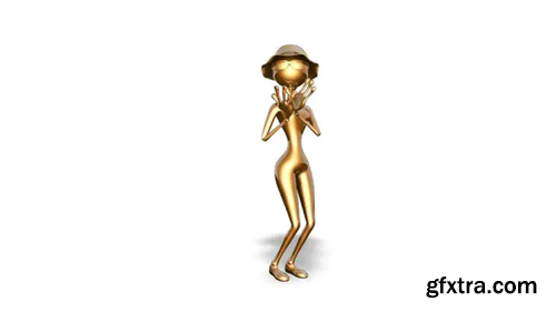 Videohive 3D Gold Woman Dance Looped on White 30624432