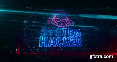 Videohive System hacked alert with skull symbol abstract loopable animation 30636172