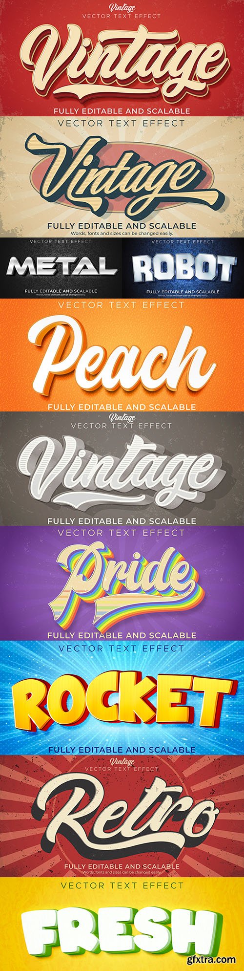 Editable font and 3d effect text design collection illustration 31