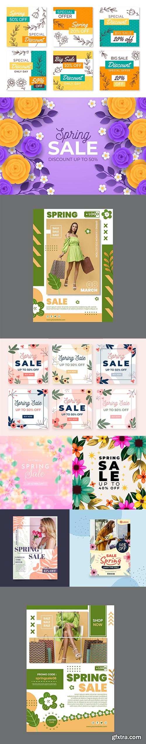 Hand-drawn Spring Sale Vector Collection vol 2