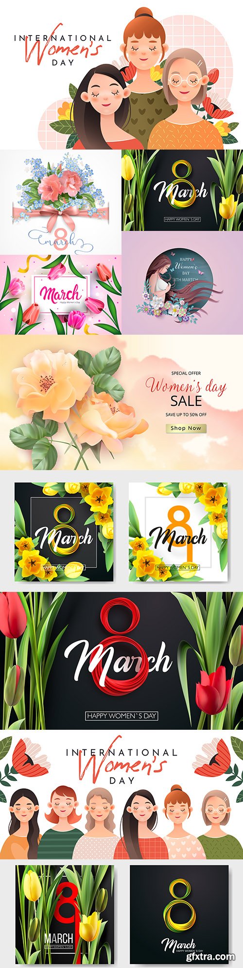 Happy Women\'s Day March 8 design illustrations 8