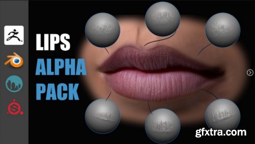 Artstation – Lips Detail Alpha Pack (zbrush, blender, 3dcoat, substance)