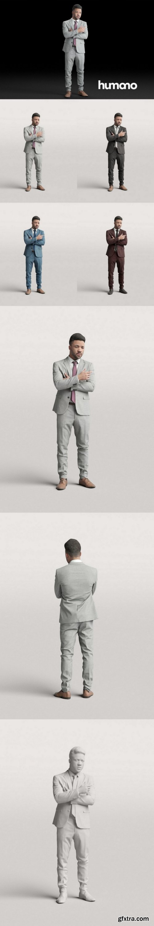 Humano Elegant Business Man Standing with arms crossed 0108 3D model