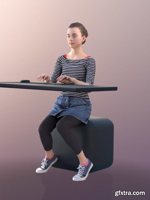 Cgtrader - Mady 10107 - Typing Girl VR / AR / low-poly 3d model