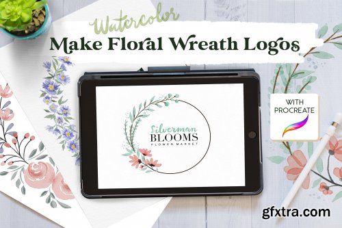 Create a Watercolor Floral Wreath Logo in Procreate
