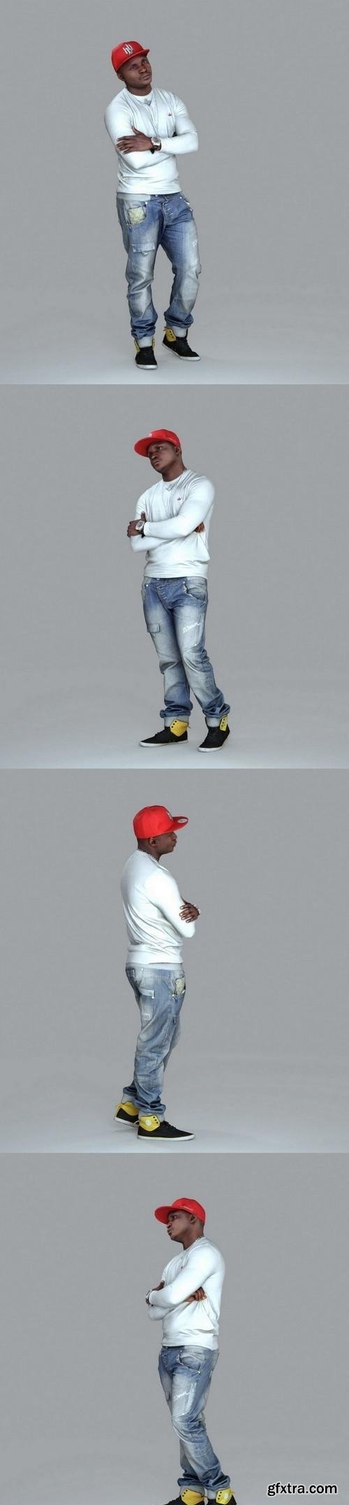 Casual Man with Red Cap and Jeans 3d model