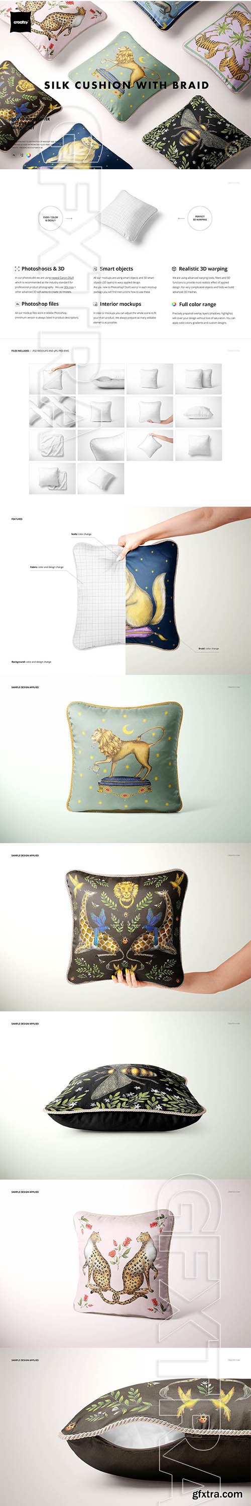 CreativeMarket - Silk Cushion with Braid Mockup Set 5886307