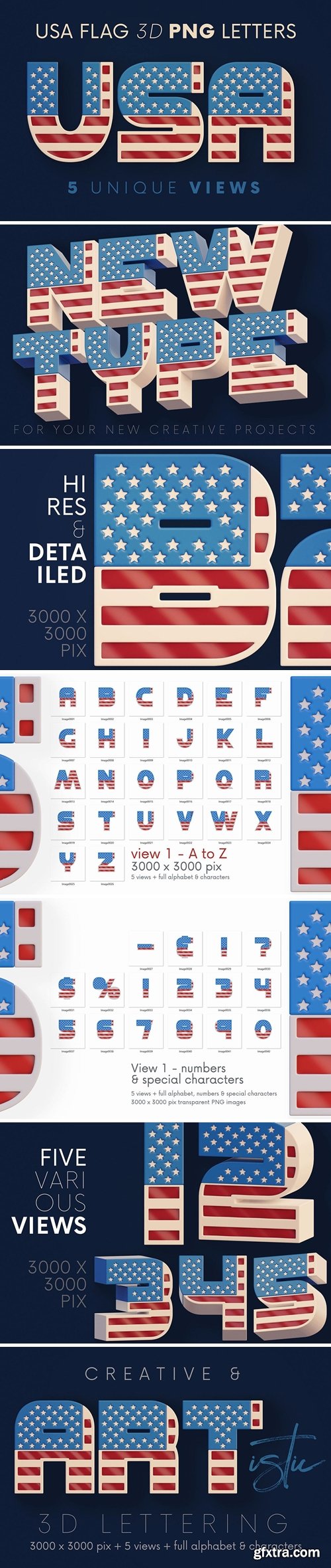 USA Flag - 3D Lettering