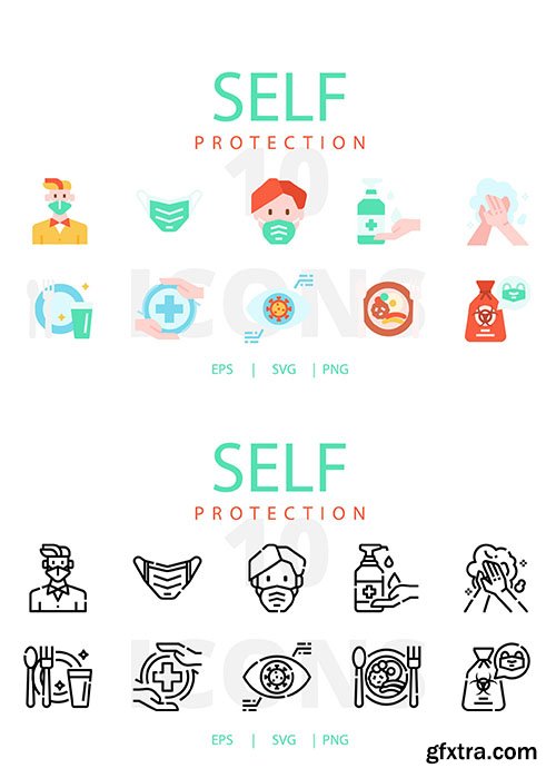 Self Protection vector icons