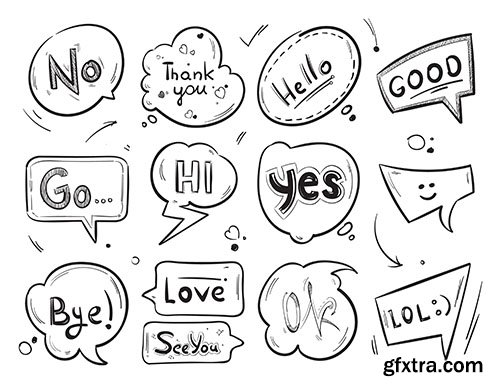 Comic speech bubbles with popular message words collection