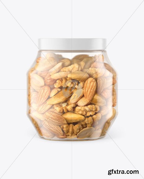 Plastic Jar With Nuts Mockup 76255