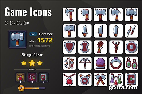 25 Iconset War Equipment for Games