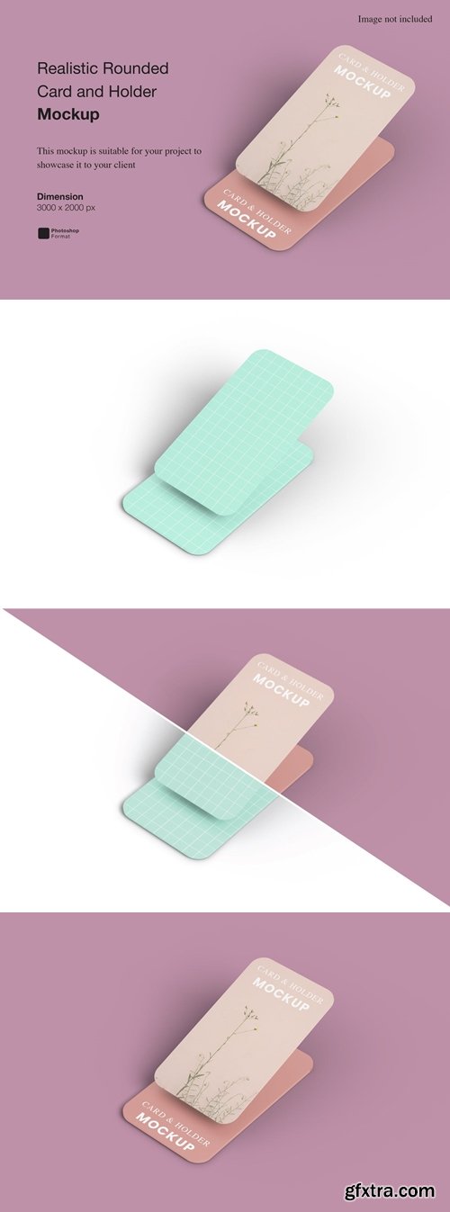 Realistic Rounded Card and Holder Mockup