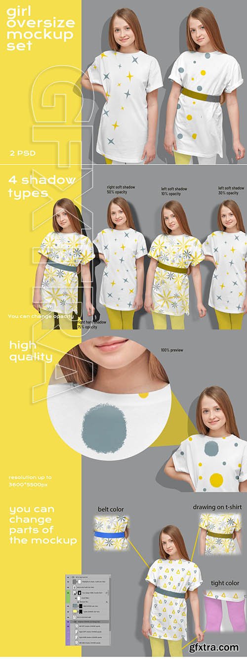 CreativeMarket - Oversize girl t-shirt mockup 5816280