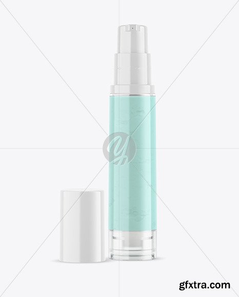 Opened Clear Cosmetic Bottle with Pump mockup 76756