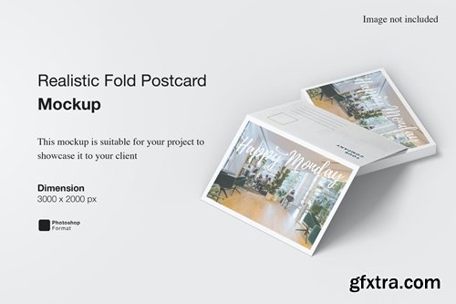 Realistic Fold Postcard Mockup