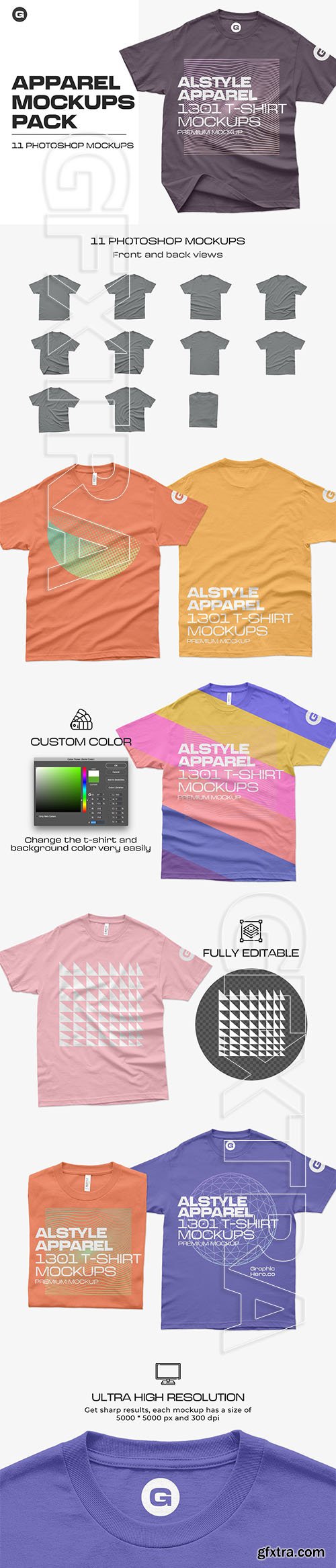 CreativeMarket - Alstyle Apparel 1301 T-Shirt Mockups 5933439