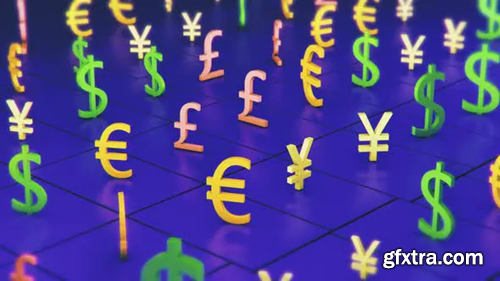Videohive Currency Oscillation on blue background 25914556