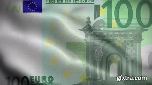 Videohive 100 Euro Note Flag Loop Background 4K 30443323