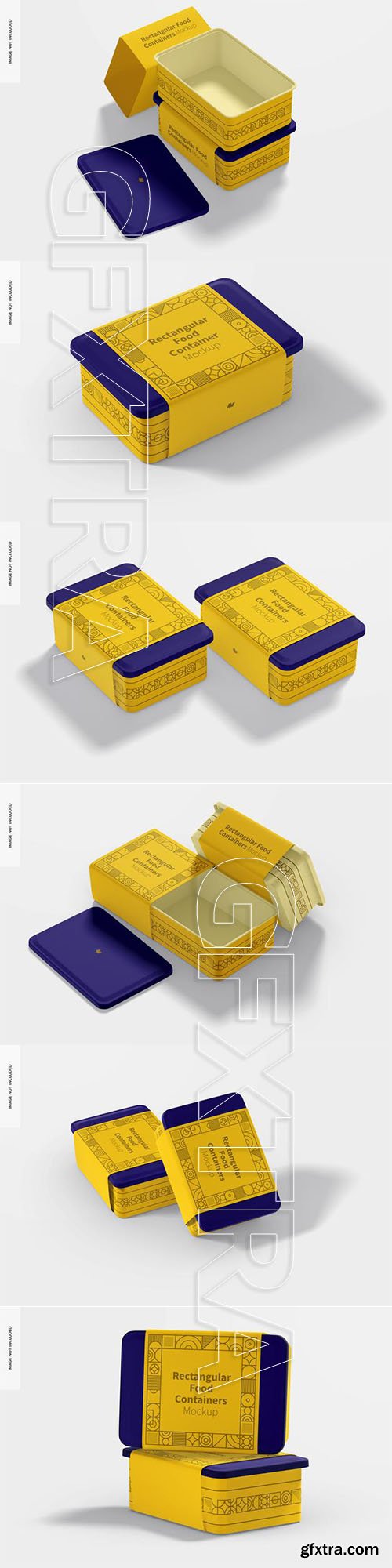 Rectangular plastic food delivery containers mockup