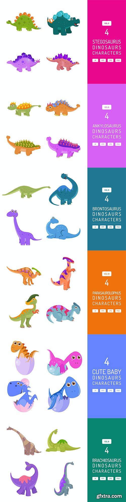 Dinosaurs Character Vector Set