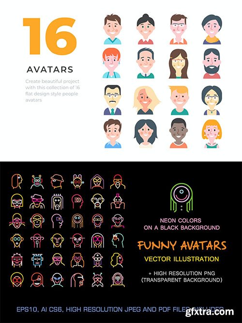 Funny Vector Avatars Set