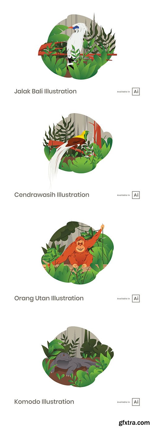 Beautiful animals vector illustrations