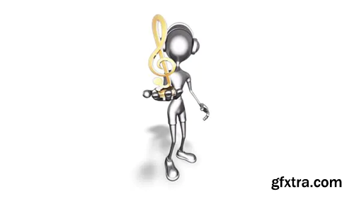 Videohive Silver Man Cartoon Show Music 3D Looped on White 31243748