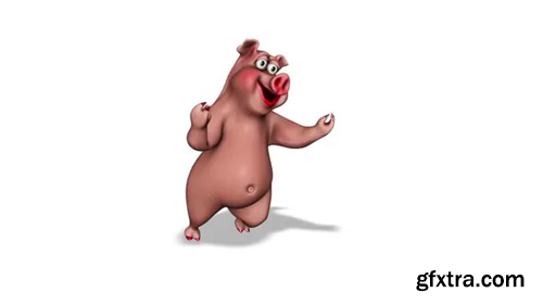 Videohive Cartoon 3D Pig Dance Looped on White 31243773