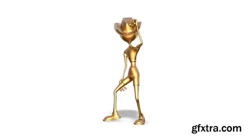 Videohive 3D Gold Man Dance Looped on White 31243827