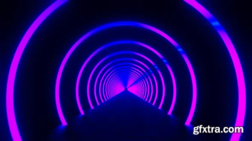 Videohive Looped Abstract Background of Flight Inside Iridescent Neon Circles Tunnel 31244240