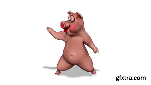 Videohive Cartoon 3D Pig Dance Looped on White 31253857