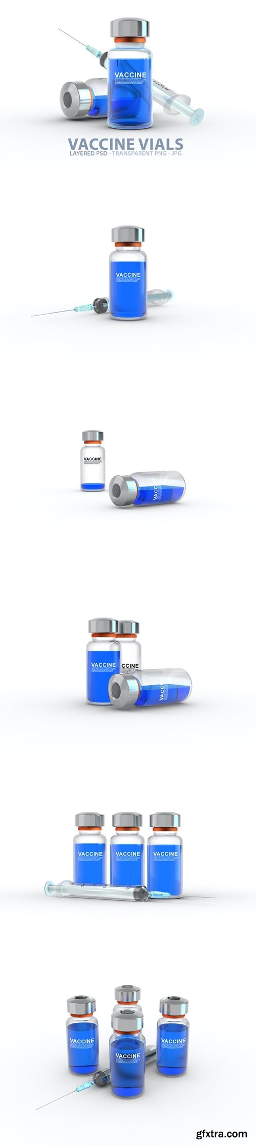 Vaccine Vials with Labels PSD Mockups