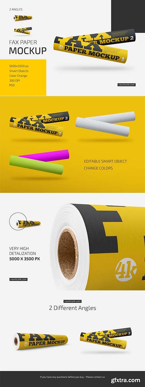 CreativeMarket - Matte Fax Paper Roll Mockup Set 6005199