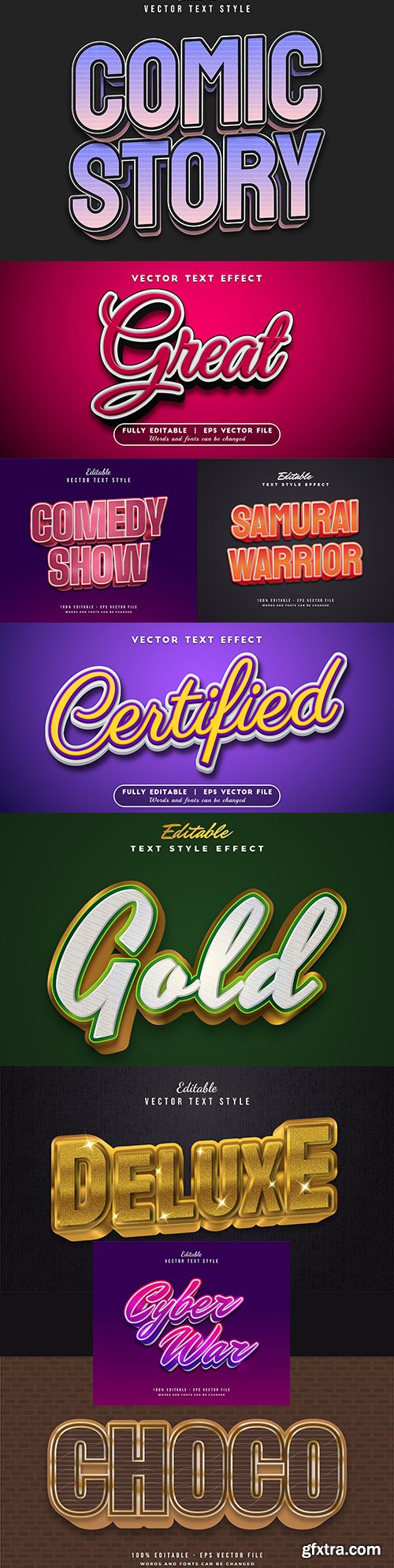 Editable font and 3d effect text design collection illustration 56