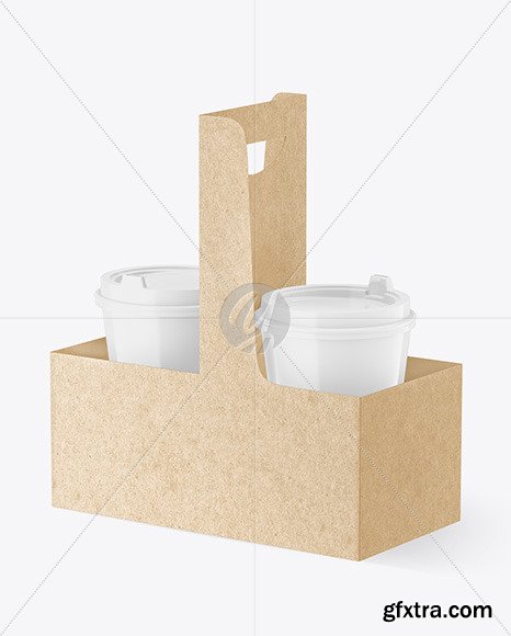 Glossy Coffee Cups in Kraft Paper Holder 79121