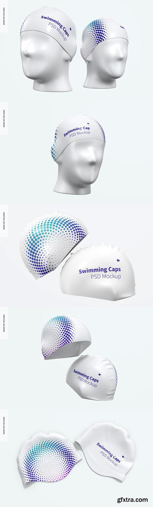 Swimming caps on head mockup